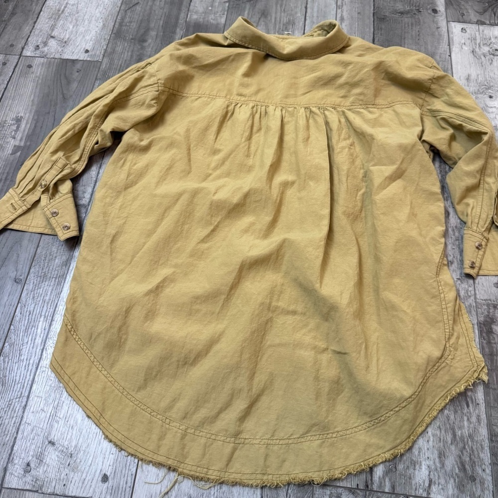 Anthropologie Pilcro Khaki Brown Long Sleeve Button Front Tunic Small Oversized - Picture 4 of 6